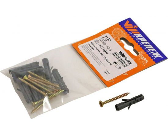 Набор крепления плинтусов VIPкрепеж 6/30 дюбель с усами 8шт/8шт 13002 VIPS – изображение 3