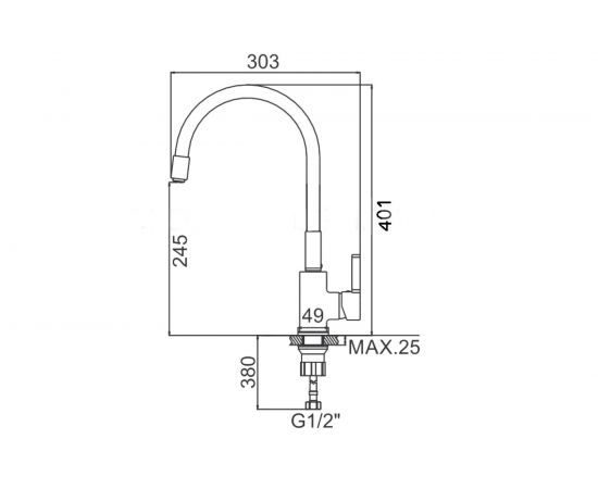 Смеситель для кухни LEDEME гибкий шланг, белый L4898-3 808286 – изображение 3