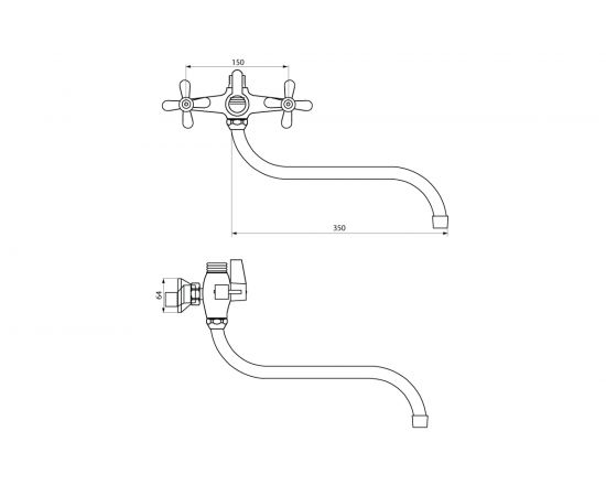Смеситель для ванны и умывальника СЛАВЕН с поворотным изливом, двуручный, комплект СЛ-ДВ-О31 – изображение 3