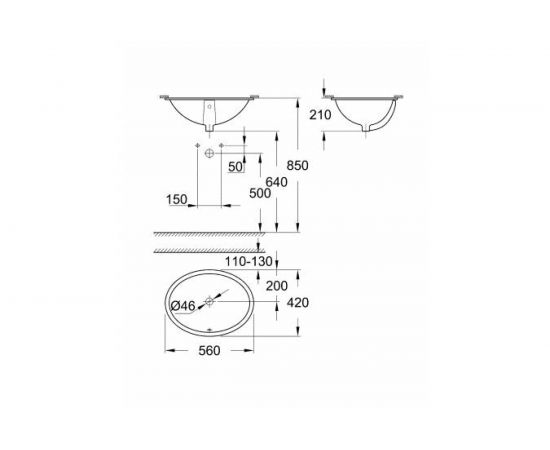 Встраиваемая раковина Grohe Universal, ширина 55 см 39423000 – изображение 4
