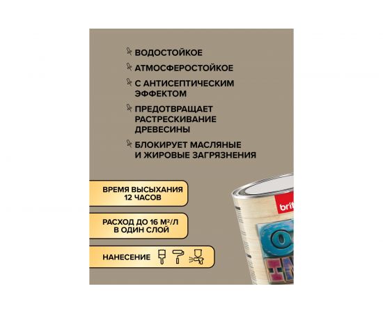 Декоративное покрытие по дереву BRITE FLEXX экстерьерное беленый дуб, банка 0,9 л 212453 – изображение 7