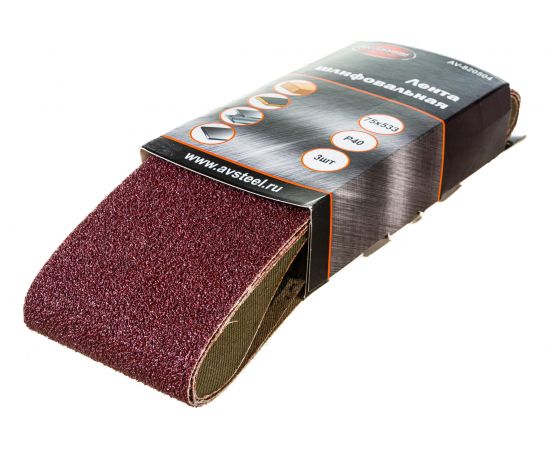 Лента шлифовальная (3 шт; 75х533 мм; Р40) AV Steel AV-820504 