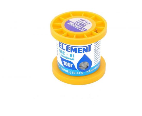 Припой ПОС 61 (1,5 мм; 100 гр. с канифолью) ELEMENT 17464 