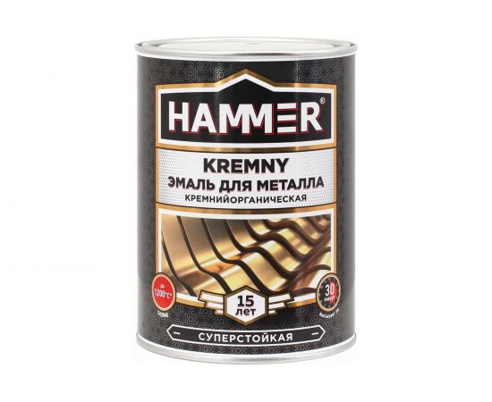 Эмаль по металлу HAMMER КО Kremny RAL 9006 серебристый 700С 0.8 кг ЭК000138081 