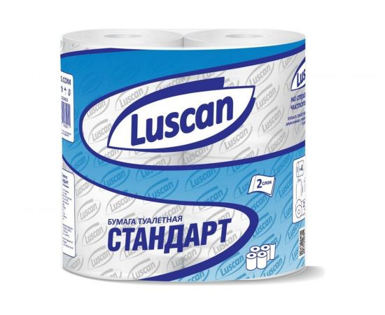 Туалетная бумага Luscan Standart 2 слоя, белая, 4 рулона 317381 