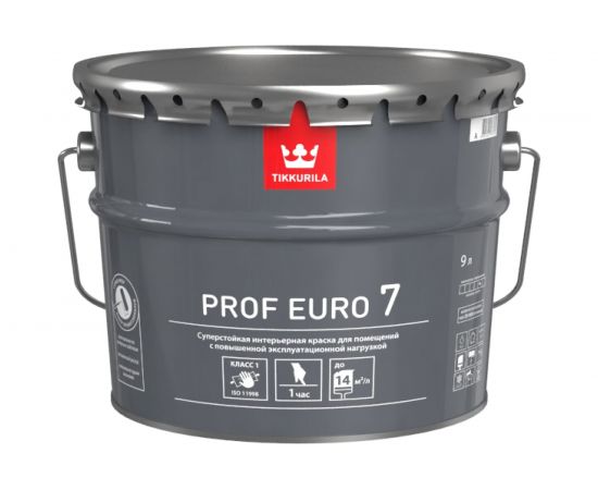 Интерьерная краска TIKKURILA PROF EURO 7 суперстойкая, матовая, база A, 9 л 700009637 