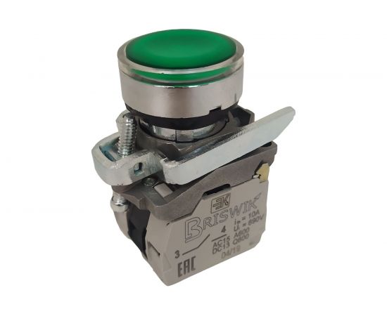 Выключатель Briswik КМЕ 4610м-ЛС 220В зеленый IP65 УХЛ2 10А 1но 0нз aD-EB-5Ai-7311 