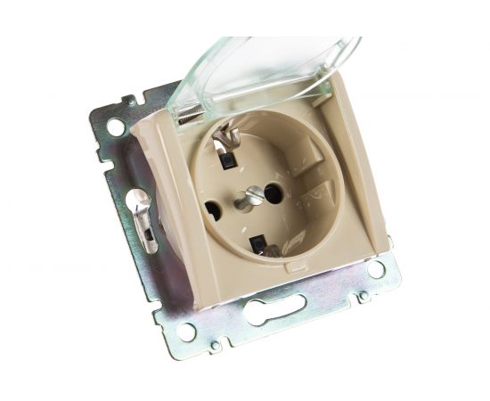 Механизм розетки Legrand 1-м СП Valena защитные шторки с защитной крышкой IP44 слоновая кость Leg 774120 