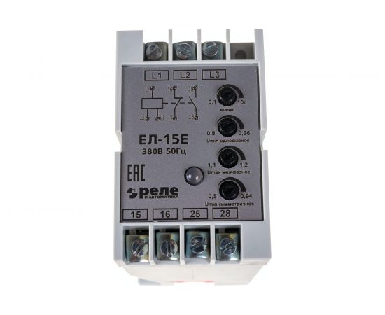 Реле контроля трехфазного напряжения Реле и Автоматика, ЕЛ-15Е 380В 50Гц A8222-77135358 