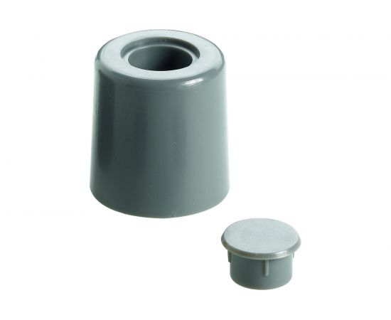 Напольный ограничитель Hettich серый пластик, D35x63 мм, с комплектом крепежа и крышкой, 2 шт. 954703 