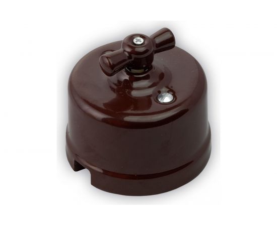 Проходной одноклавишный выключатель Retrika, ретро цвет коричневый R-SW-12 