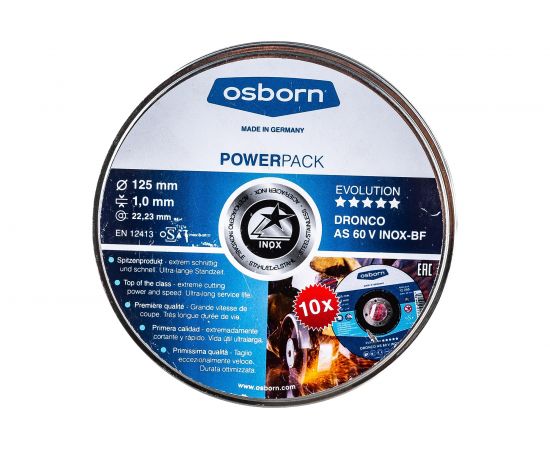 Диск отрезной по металлу Evolution AS 60 V BOX-10 (10 шт в жестяной коробке; 125x1x22.23 мм) DRONCO 6900985100 