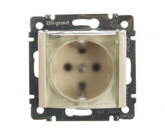 Механизм розетки Legrand 1-м СП Valena защитные шторки с защитной крышкой IP44 слоновая кость Leg 774120 – изображение 2