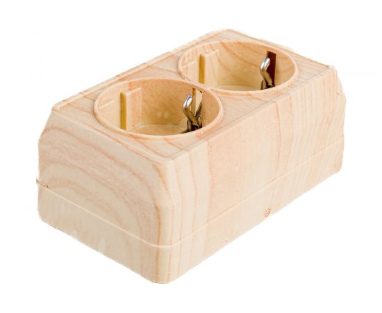 Двухместная розетка IEK РС22-3-ОС, с заземляющим контактом, 16А, открытой установки, ОКТАВА, сосна ERO21-K03-16-DC – изображение 3