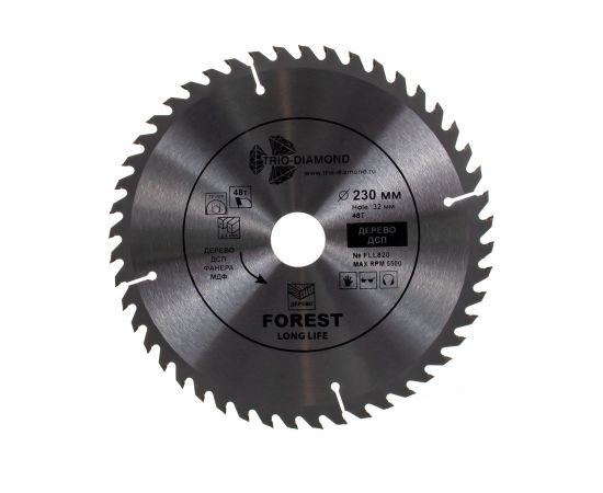 Диск пильный по дереву (230х32 мм; 48Т) TRIO-DIAMOND FLL820 – изображение 3