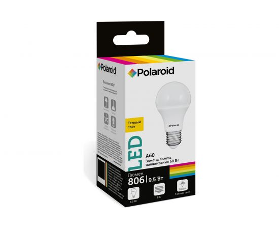 Светодиодная лампа Polaroid 220V A60 9,5W 3000K E27 806lm PL-A609273 – изображение 3