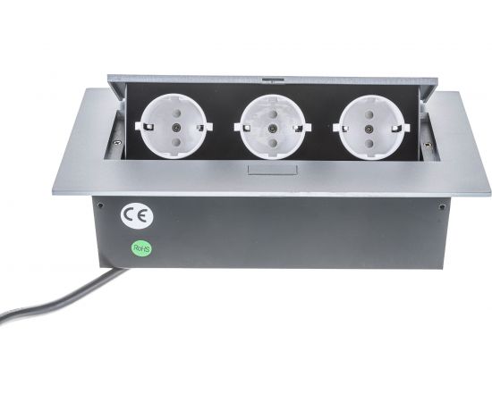 Полуавтоматический блок розеток Mebax, MX-226 3 секции Серебро 212х60мм 00-00000223 – изображение 4