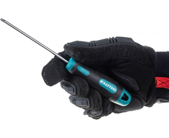 Отвертка Kraftool Expert Cr-Mo-V сталь двухкомпонентная противоскользящая рукоятка Torx Hole № 20x100 мм 250077-20-100 – изображение 4