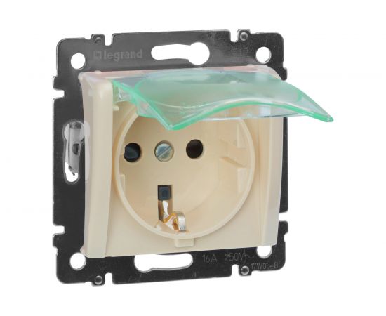 Механизм розетки Legrand 1-м СП Valena защитные шторки с защитной крышкой IP44 слоновая кость Leg 774120 – изображение 4