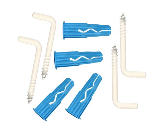 Крюк-шуруп ЕВРОПАРТНЕР L- обр. белый d5хL50 в компл. c дюбелем MULTI 8x32 4шт. MP 314 17 