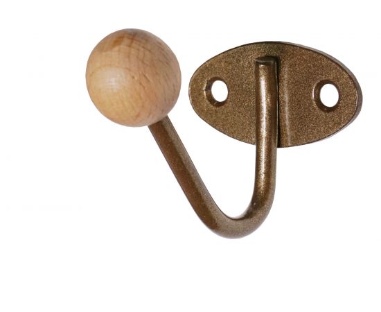 Крючок-вешалка с деревянным шариком Трибатрон КВД-1 бронзовый металлик 4330 