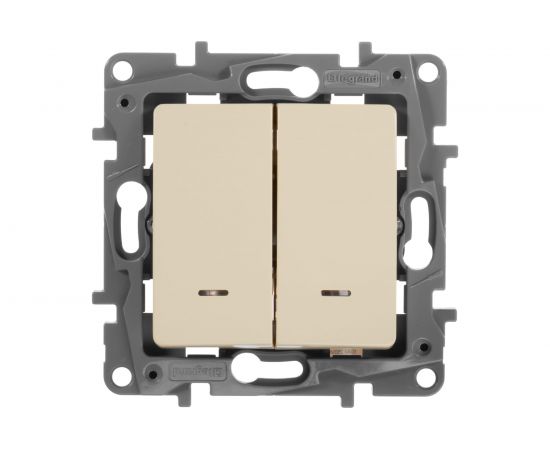 2-клавишный переключатель с подсветкой Legrand ETIKA слоновая кость 672316 