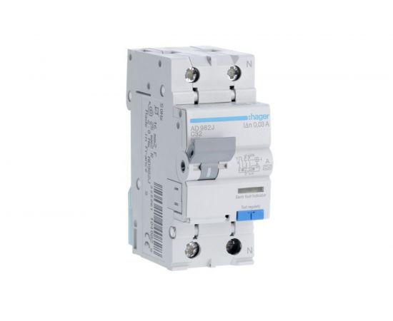 Дифавтомат Hager АВДТ 1P+N 6kA С-32A In=30мА, Тип А, винтовые клеммы, ширина 2М 2141866 