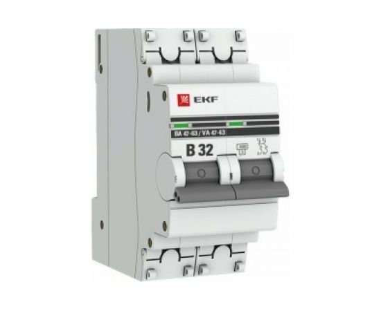 Автоматический выключатель EKF 2P 32А В 4,5kA ВА 47-63 PROxima SQmcb4763-2-32B-pro 