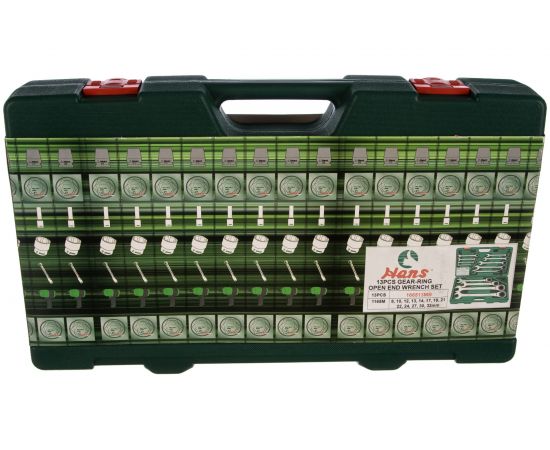 Комплект трещоточных комбинированных ключей 8-32мм, 13шт Hans 166513MB 