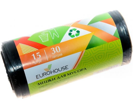 Мешки для мусора (15 шт; 30 л; 22 мкм; ПВД) EUROHOUSE 13153 
