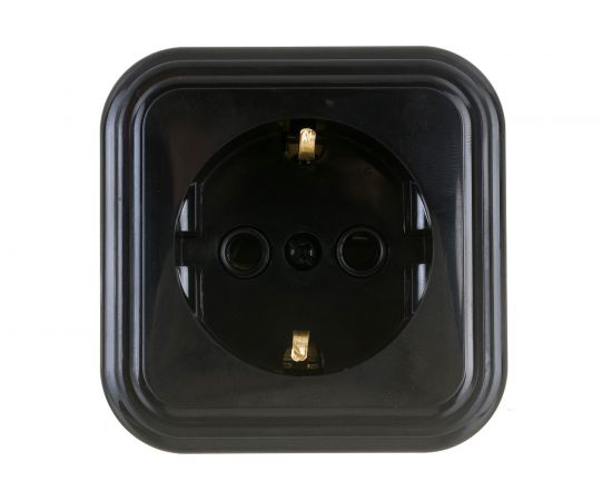 1-местная розетка STEKKER с заземлением PST16-21-20 RA 16-133-Ч, пластик АВС, 16А, IP20, черный 39690 