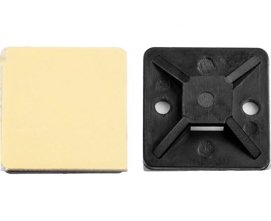 Самоклеющаяся площадка под хомут-стяжку Зубр ПХС черная, 20 x 20 мм, 100 шт, нейлоновая, 30917-20 