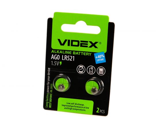 Щелочная/алкалиновая батарейка VIDEX AG0/379/521 2 штуки на блистере VID-AG00-2BC 