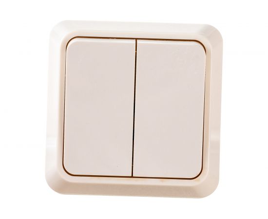 2-клавишный выключатель АБК-СИЛА 10А "АЛЬТАИР" слоновая кость 5400202 