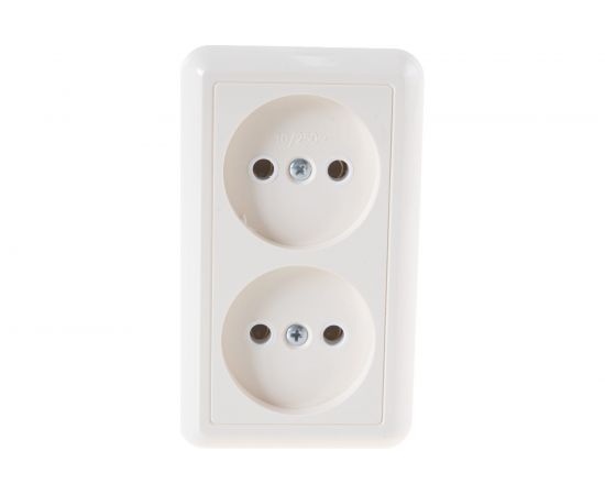 Розетка Кунцево-Электро ОПТИМА открытой установки двухместная 10А РА10-373 с/к 8037 