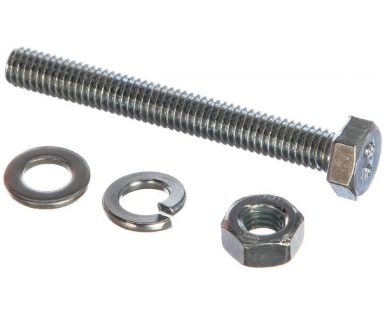 Болт с шестигранной головкой в комплекте с гайкой, шайбой, шайбой пружинной, ЗУБР, МАСТЕР, 303436-06-050 – изображение 2
