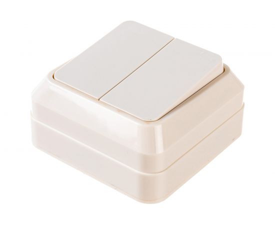 2-клавишный выключатель АБК-СИЛА 10А "АЛЬТАИР" слоновая кость 5400202 – изображение 2