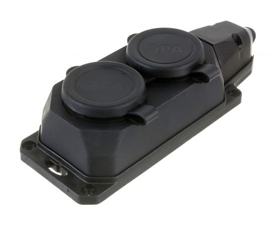 Каучуковая колодка ЭРА K-2e-B-IP44 с/з 2гн 16A IP44 черная Б0044544 – изображение 2