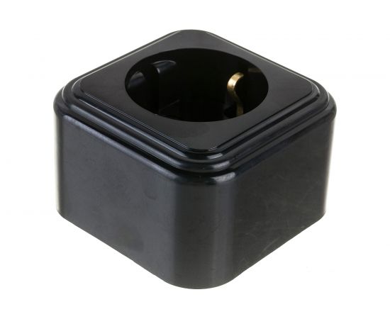 1-местная розетка STEKKER с заземлением PST16-21-20 RA 16-133-Ч, пластик АВС, 16А, IP20, черный 39690 – изображение 2