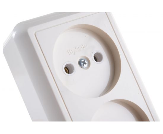 Розетка Кунцево-Электро ОПТИМА открытой установки двухместная 10А РА10-373 с/к 8037 – изображение 2