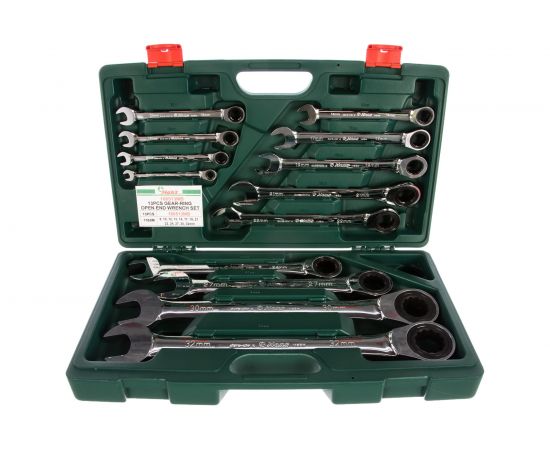 Комплект трещоточных комбинированных ключей 8-32мм, 13шт Hans 166513MB – изображение 2