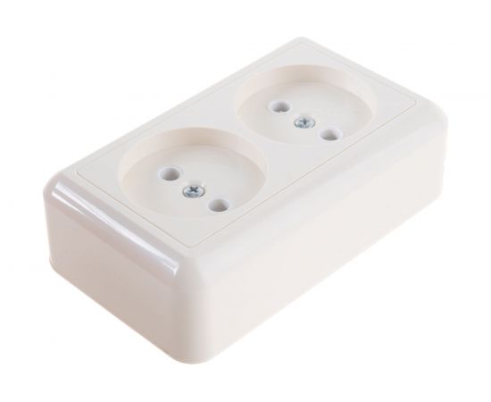 Розетка Кунцево-Электро ОПТИМА открытой установки двухместная 10А РА10-373 с/к 8037 – изображение 3