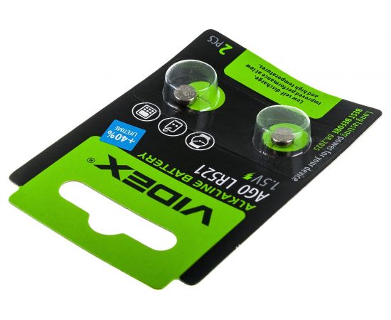 Щелочная/алкалиновая батарейка VIDEX AG0/379/521 2 штуки на блистере VID-AG00-2BC – изображение 3