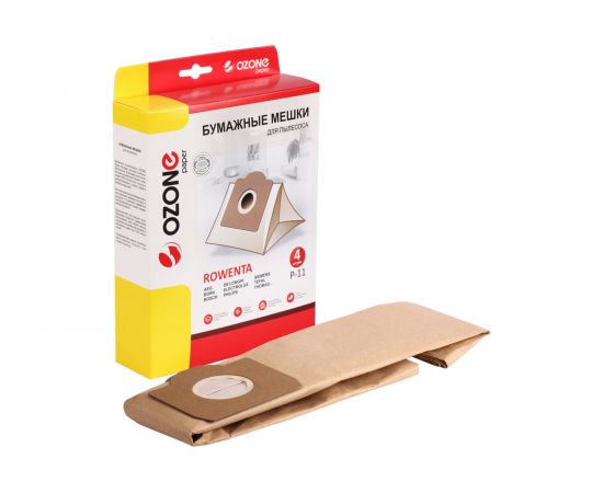 Мешки-пылесборники оригинальные бумажные OZONE (4 шт.) тип Rowenta ZR 815 Multicraft P-11 – изображение 4