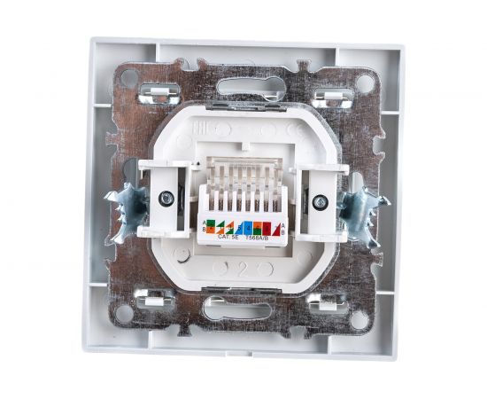Розетка EKF Минск RJ-45 1-местная СП белая Basic SQERK01-035-10 – изображение 4