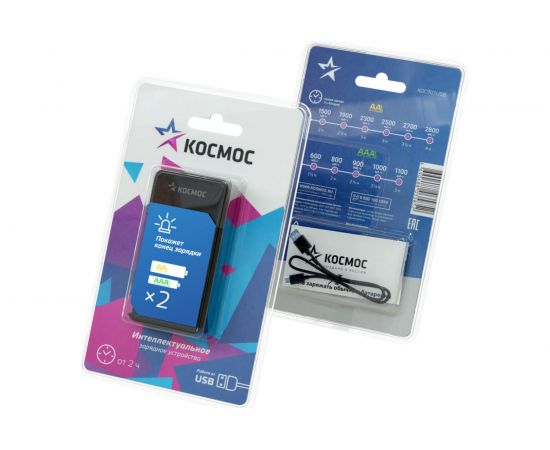 Зарядное устройство КОСМОС 1-2 AA/AAA питание от USB шнура автоотключение KOC901USB – изображение 5