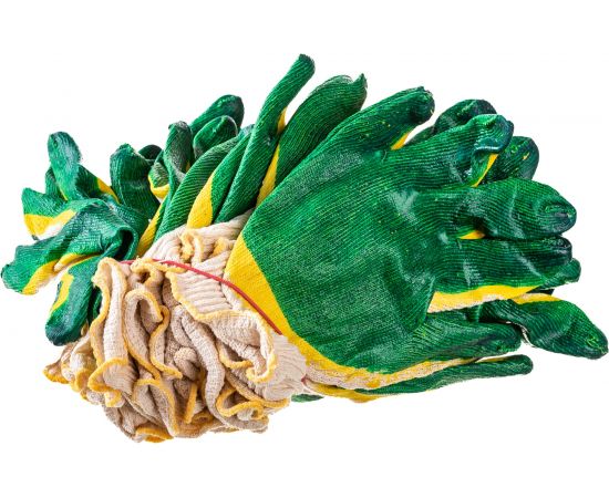 Рабочие перчатки ВОЛГА ПОЛИМЕР, латексный облив, зеленый, 10 пар Т1735 – изображение 6