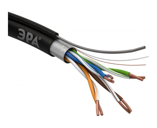 Кабель ЭРА витая пара F/UTP Cat5e 4x2x24 AWG CU PE ТРОС OUTDOOR 305м Б0044690 