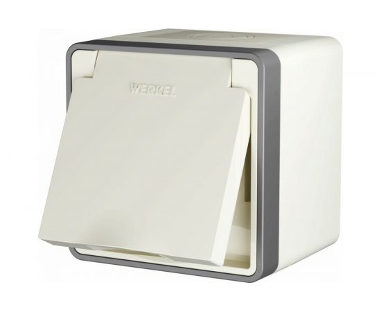 Розетка WERKEL WL15-02-04 влагозащищенная с заземлением с защитной крышкой и шторками Gallant a051546 