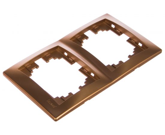 Рамка Lezard, MIRA, 2-ая, вертикальная, б/вст, золотой металлик, 701-1300-152 
